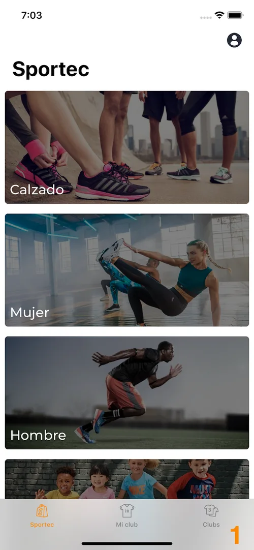 Guía visual de Sportec, pantalla 1