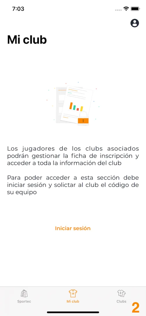 Guía visual de Sportec, pantalla 2