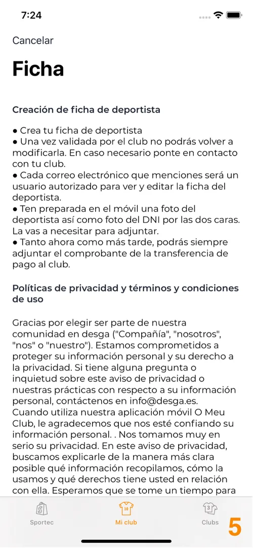 Guía visual de Sportec, pantalla 5